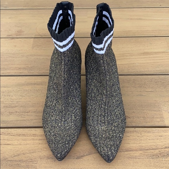 Stuart Weitzman Waverly Gold Sock Bootie - Picture 3 of 7